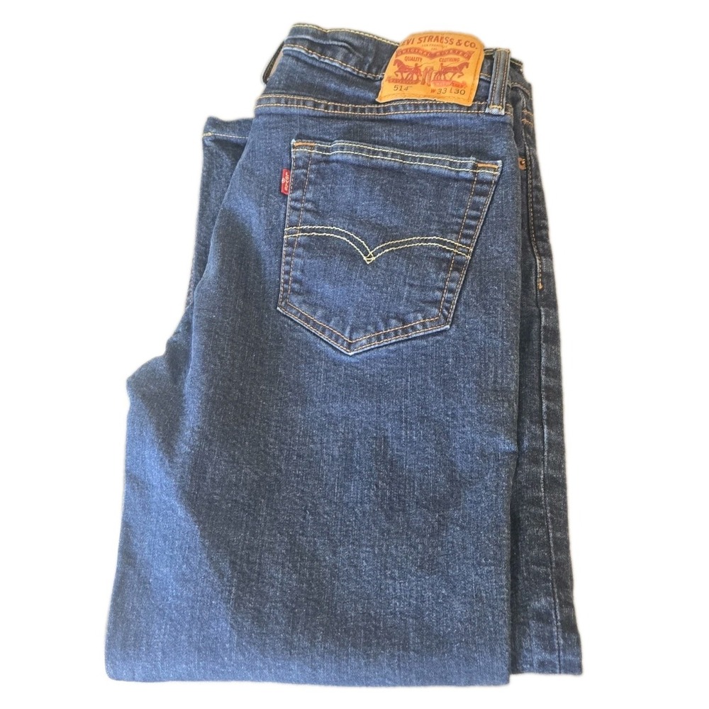 Levi's 514 Jeans Mens 33x30 Straight Fit Blue Denim Zip Fly Levi Strauss33x36